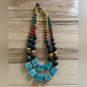 Noonday Collection Seed Necklace - Brown - Navy - Orange - Yellow - Turquoise